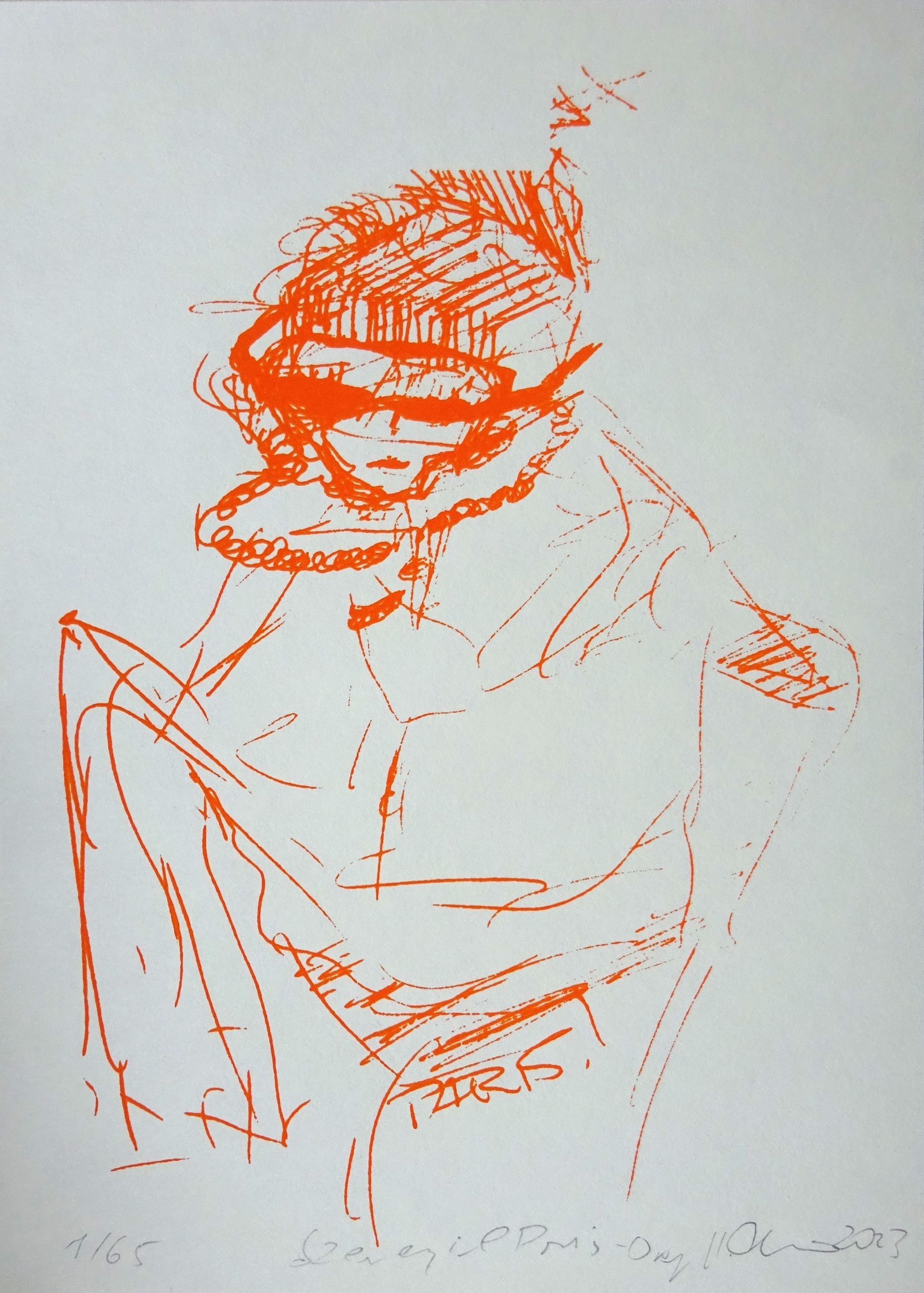 Paris orange-edition 65-silkscreen gouache on bookprintingpaper-15x21cm-2023