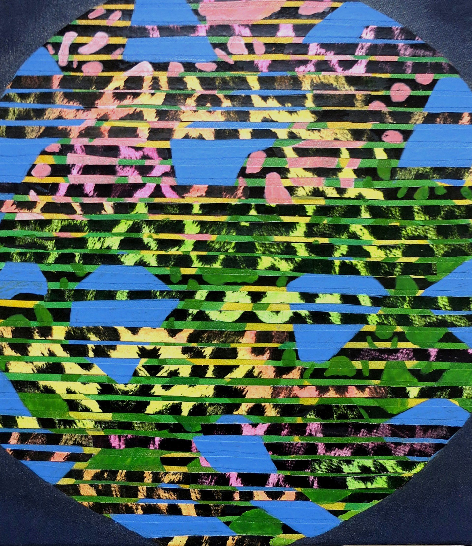 planet future bass, 30x35 cm, acryl, black & white fotocopy on canvas, 2017, sold Betty Stürmer, painting, collage