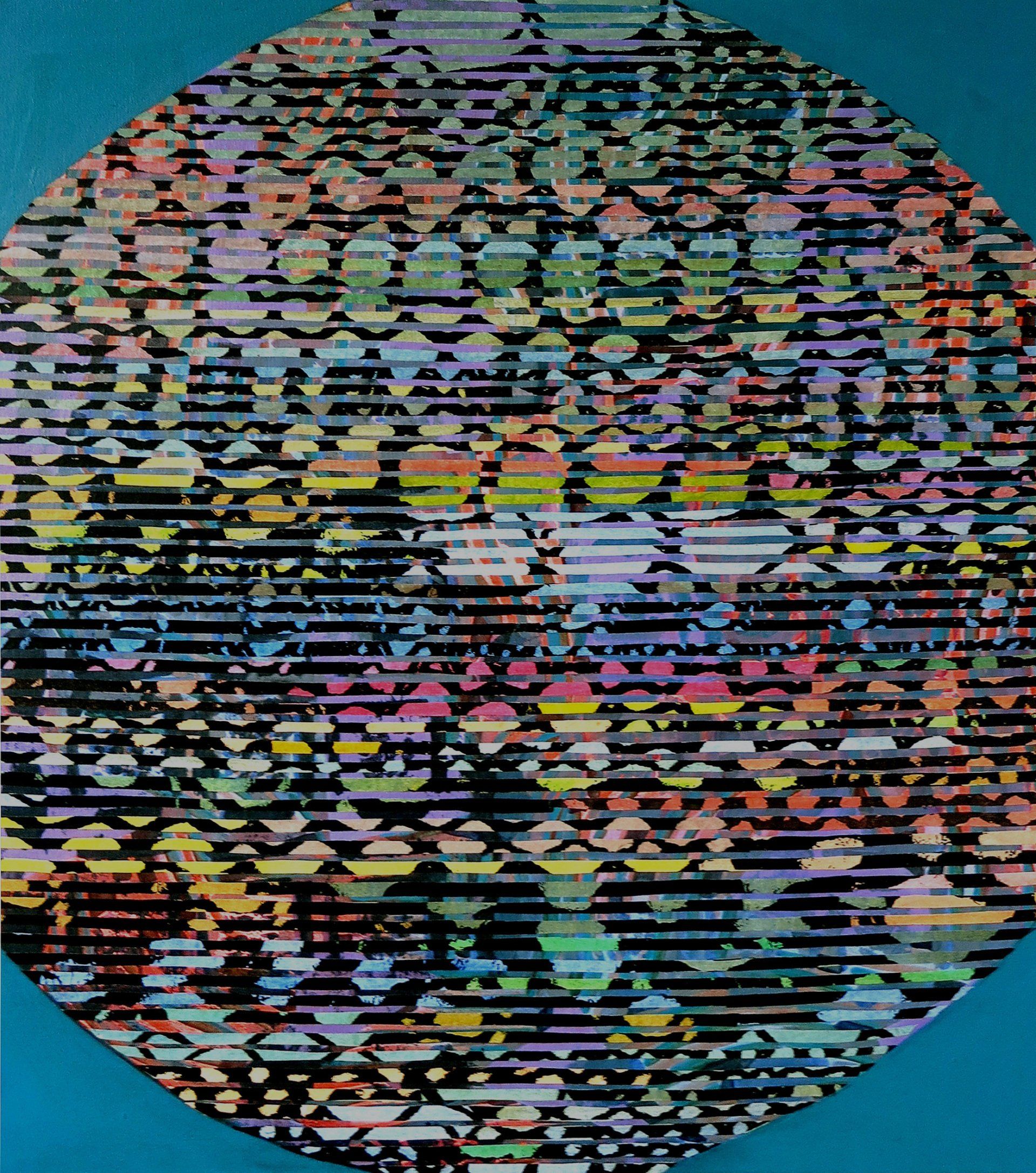 planet multituned 3, 85x75 cm, acryl, black & white fotocopy on canvas, 2016 Betty Stürmer, painting, collage