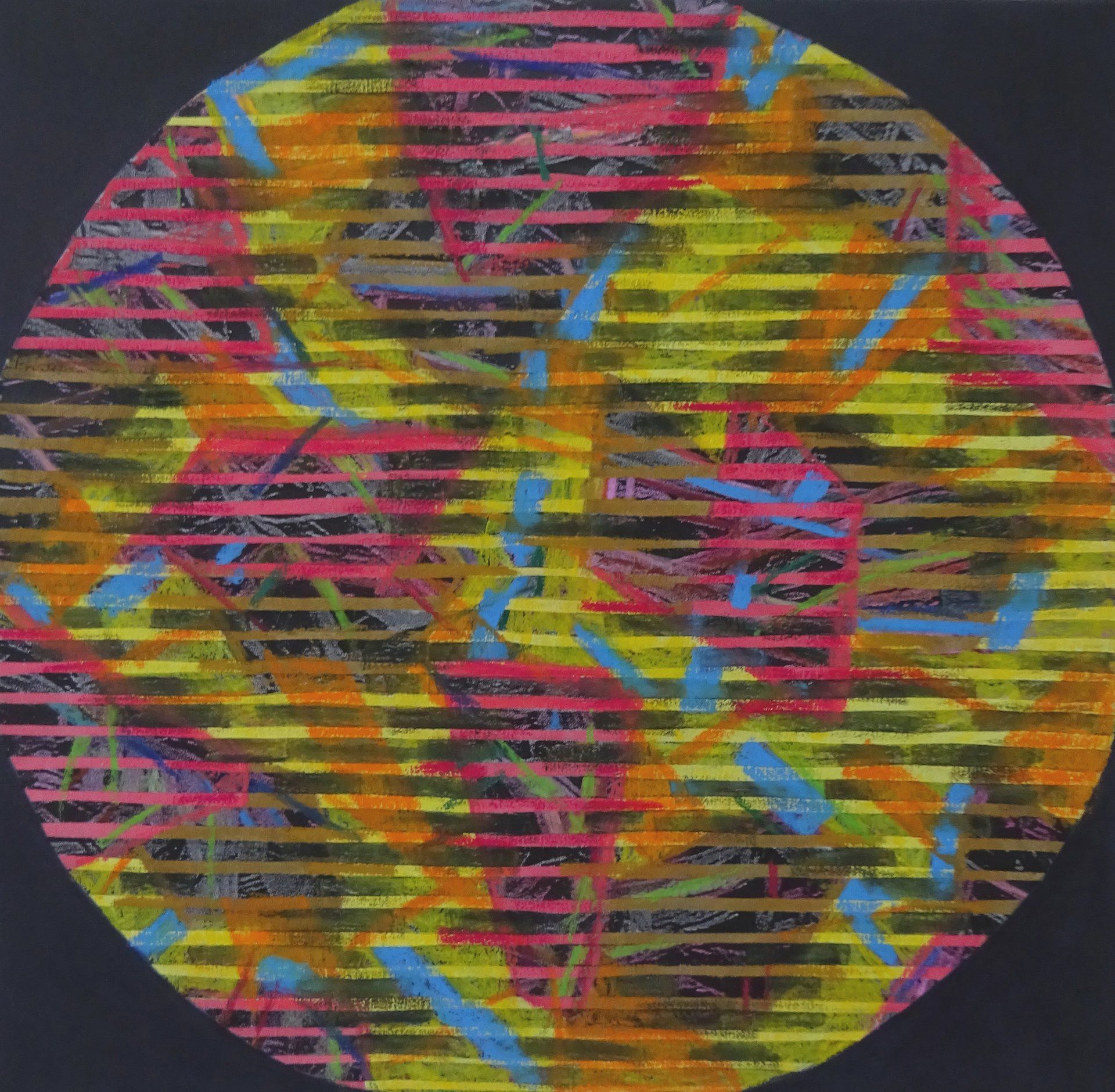 planet straw, 60 x 60 cm,acryl, black & white fotocopy on canvas, 2021