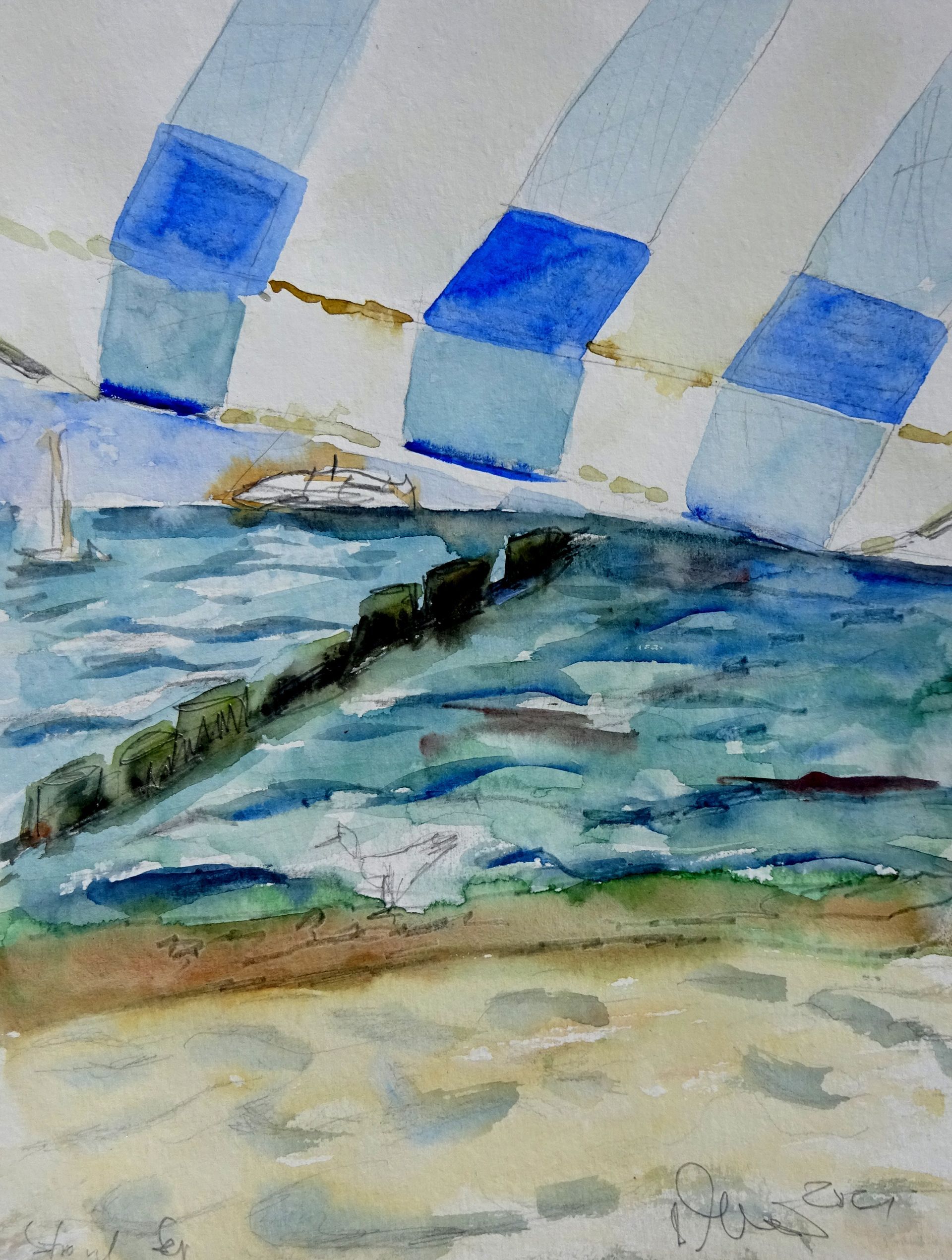 Strandkorb Warnemünde, watercolour, 24x32cm, 2021