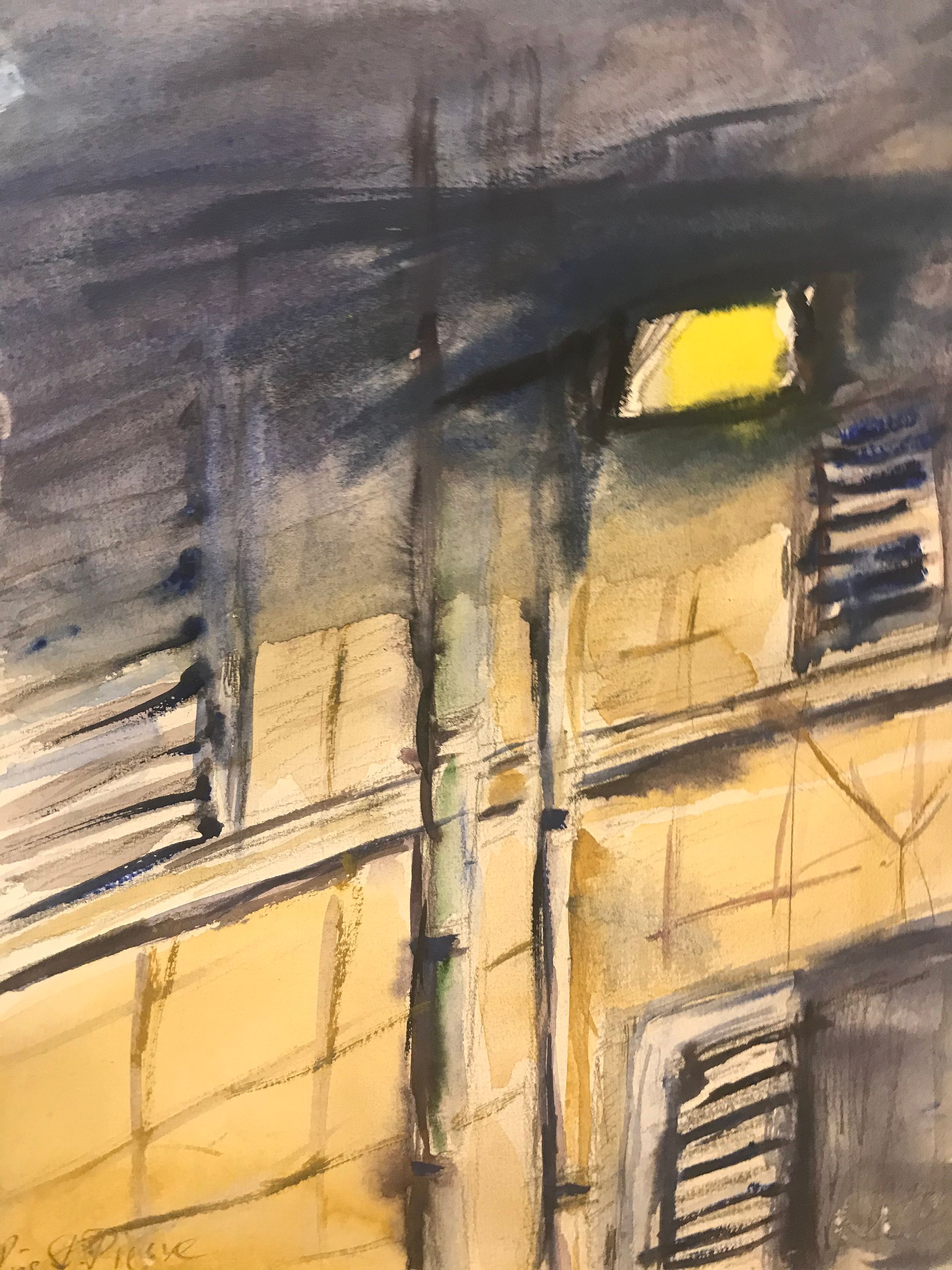 rue saint pierre by night, marseille, watercolour, 24x32 cm, 2022