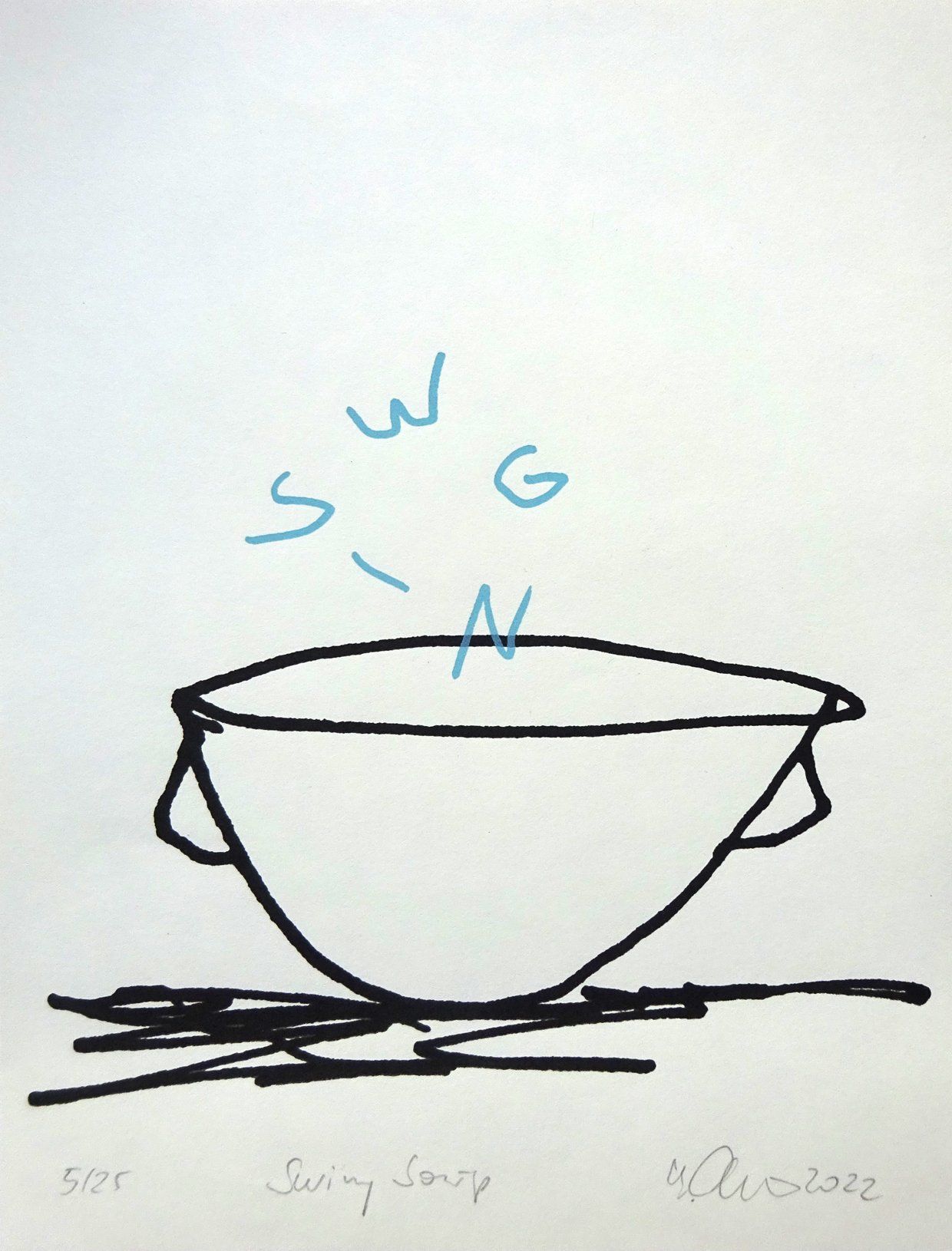 swing soup, silkscreen, 17,5 x 23 cm, gouache on 120 gr bookprintingpaper, edition 25,2022, sold out