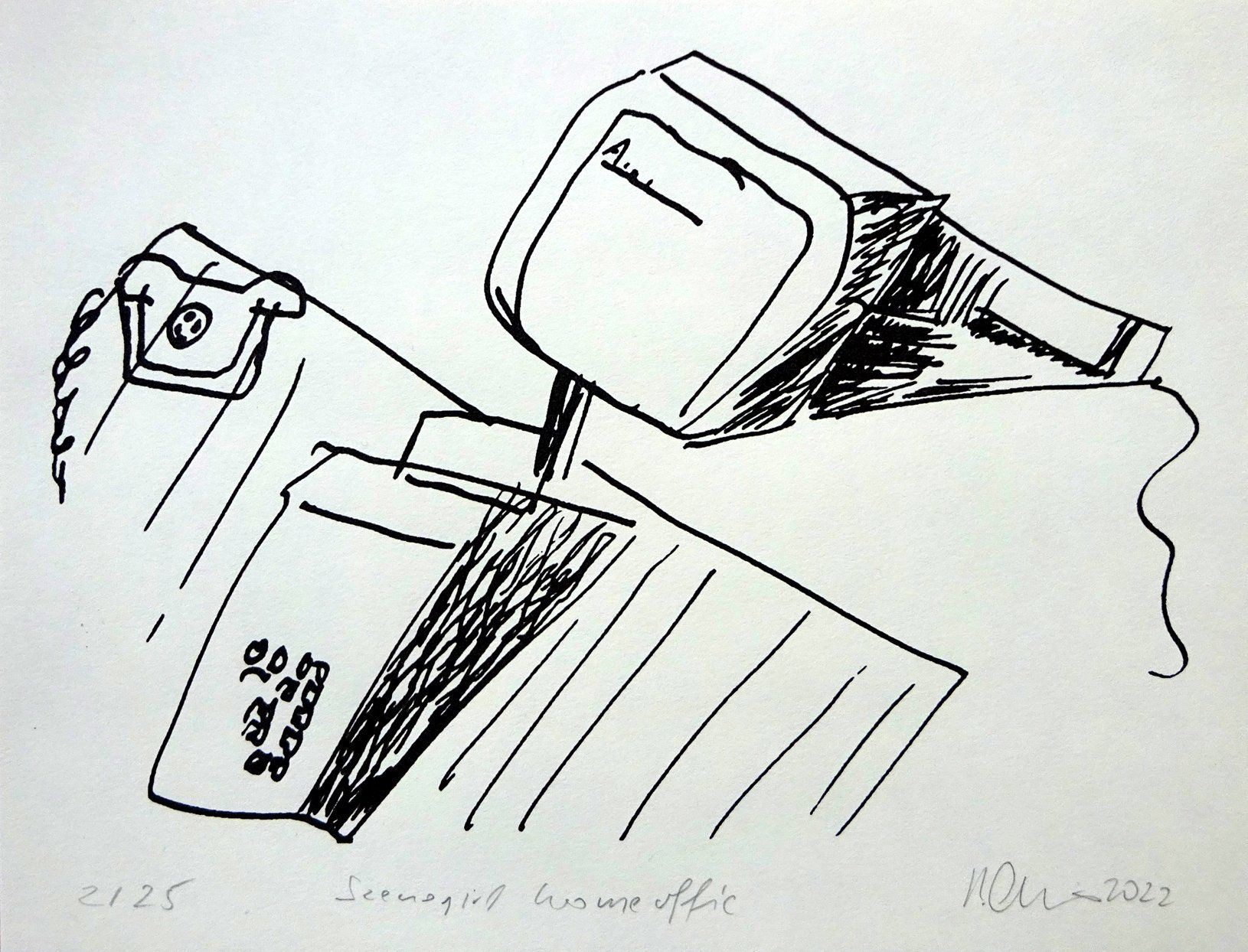homeoffice 80er- Szenegirl XIV silkscreen handprinted, 18 x24 cm, Edition 25, Lascaux gouache on book printing paper, 2022