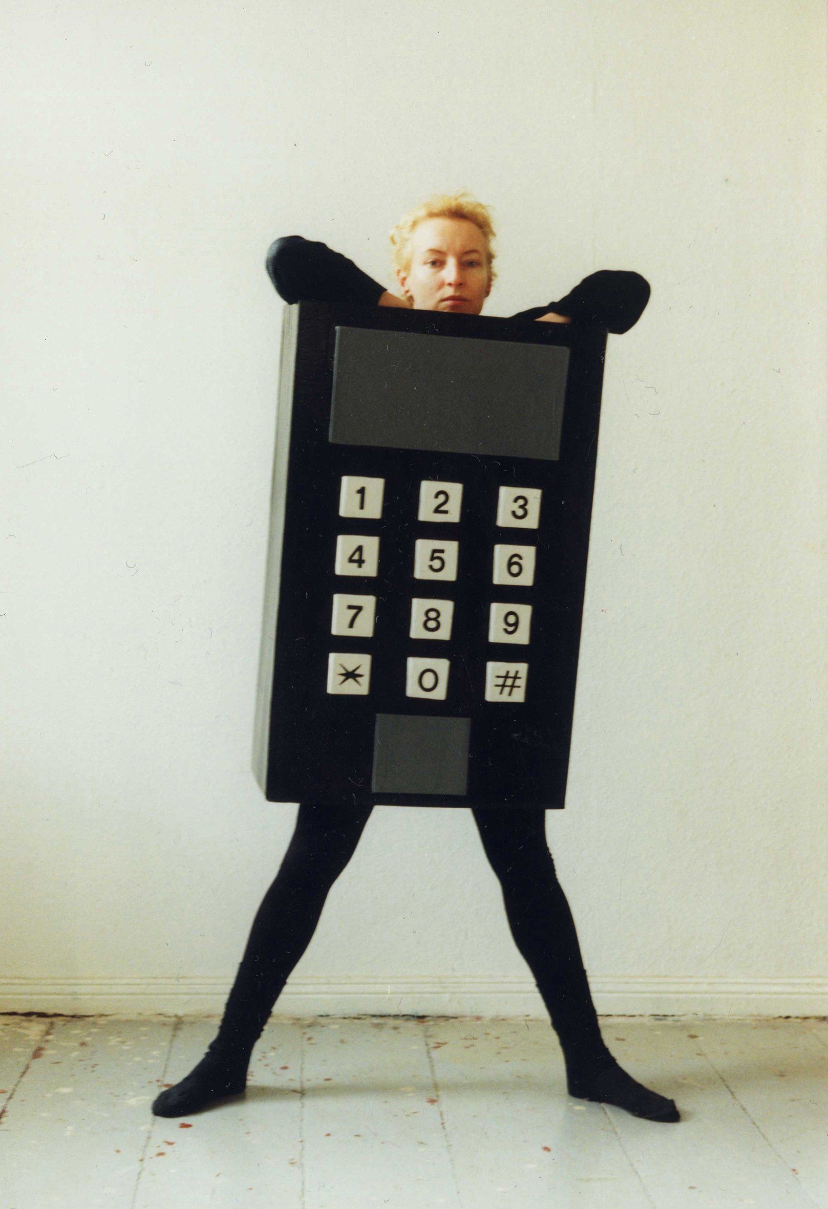 Das Telefonkleid, 1992, object dress, cardboard, acryl, latex