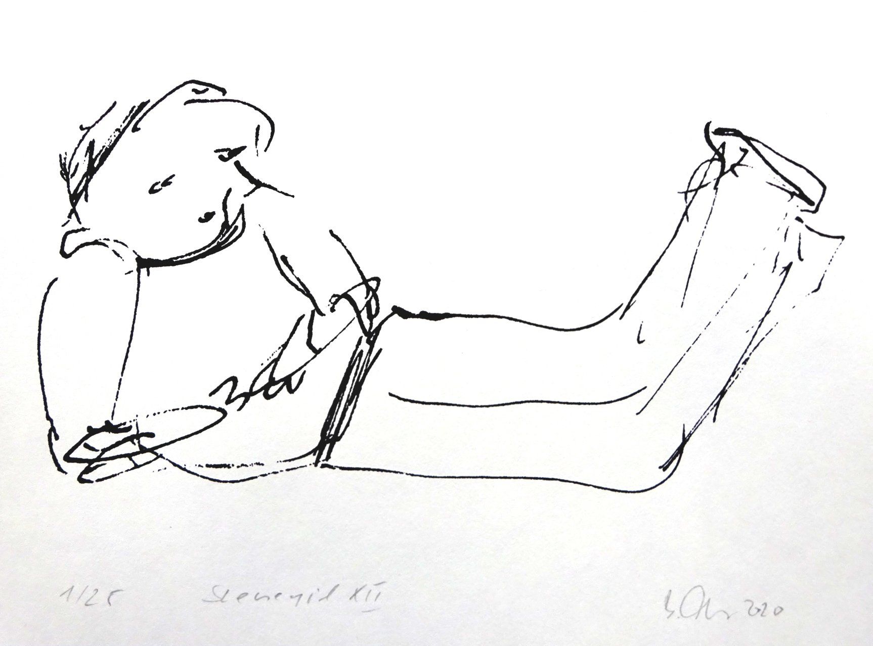 thinking boy, silkscreen szenegirl edition, 17 x23 cm, gouache on bookprintingpaper, light resistant, edition 25, 202