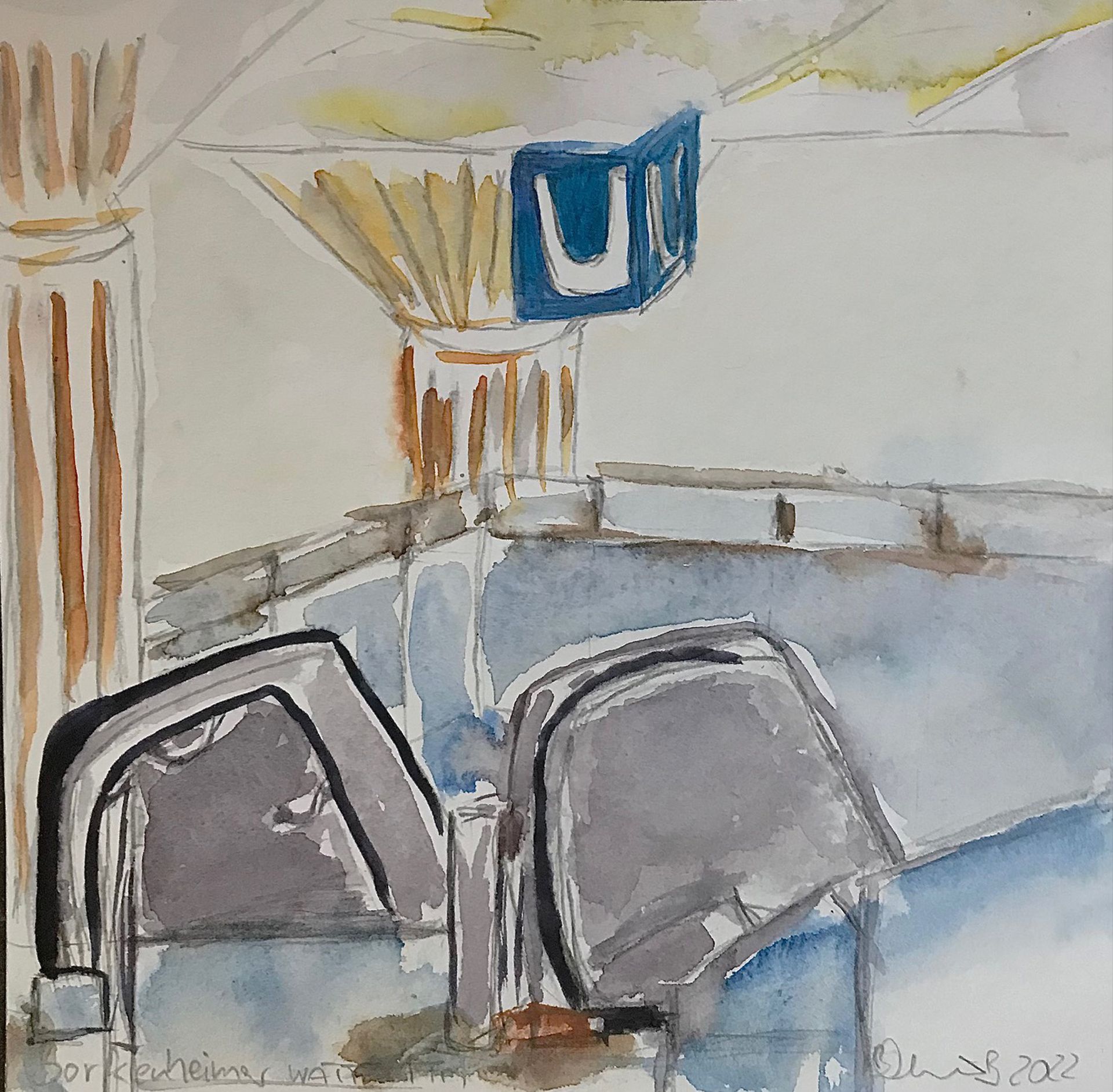 underground borkenheimer warte, frankfurt am main, watercolour, 20x20 cm, 2022