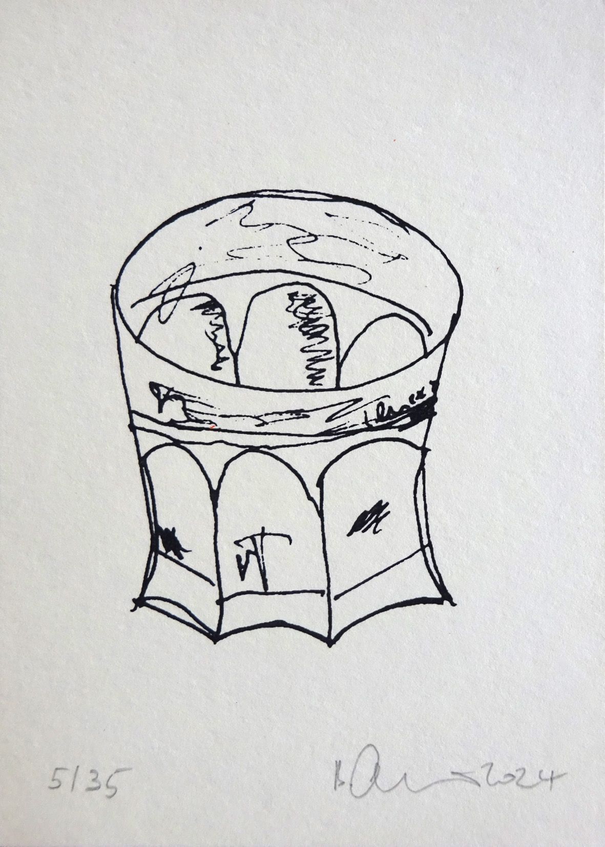 waterglass, silkscreen, edition 35 , lascaux gouache on 300gr, 2024