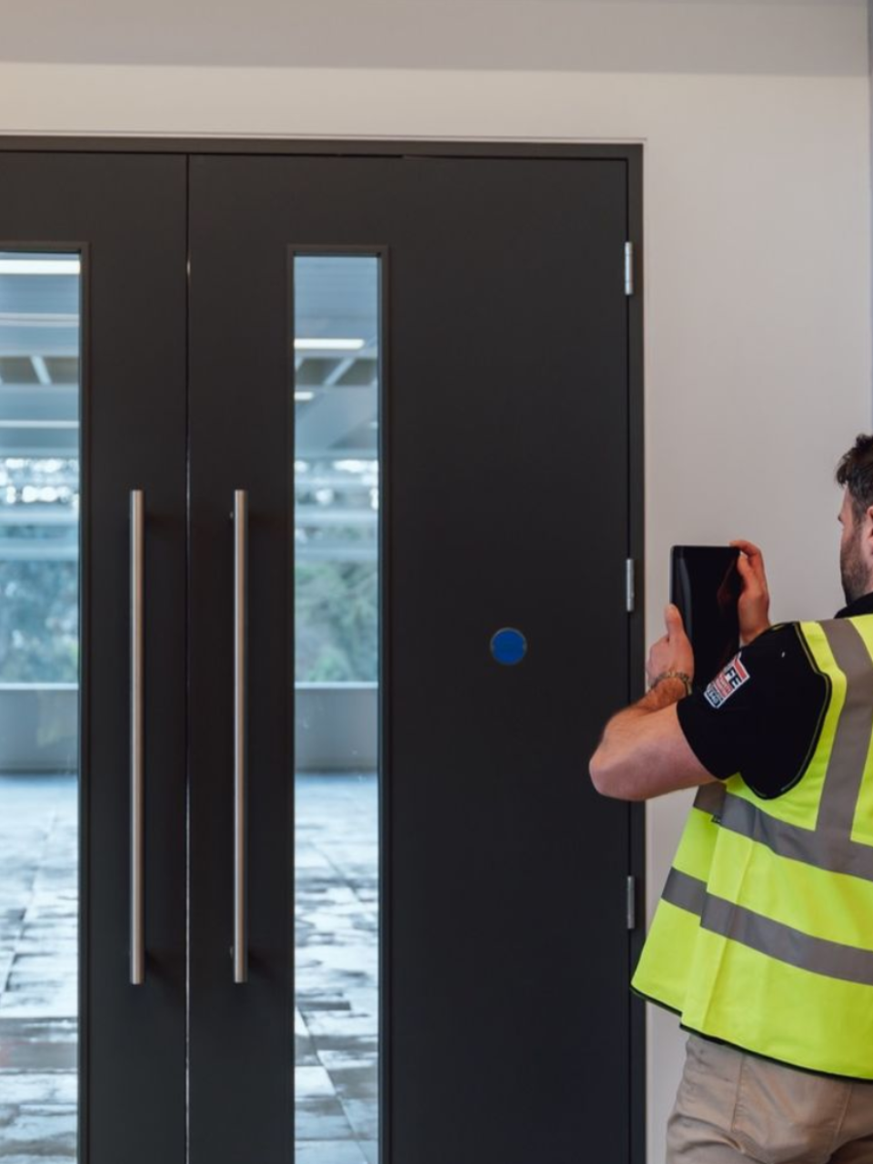 Fire door safety experts at work.