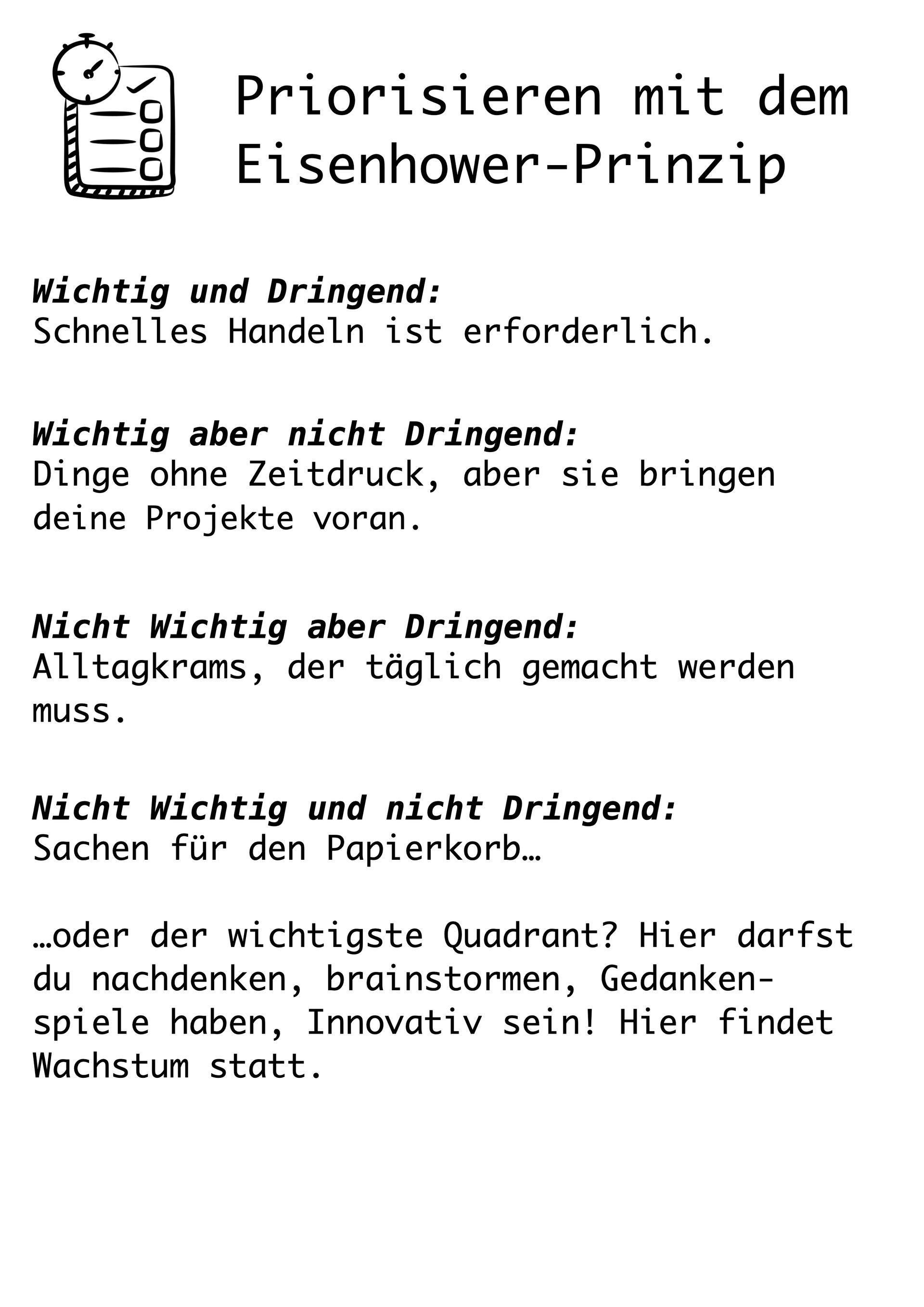 Das Eisenhowerprinzip in Coaching und Beratung