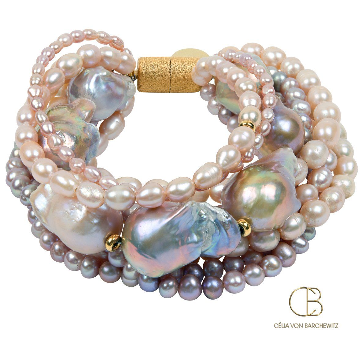 opulentes mehrreihiges Perlenarmband