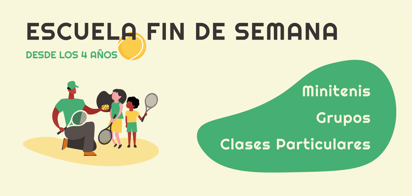 escuela tenis fin de semana para niños con minitenis, clases en grupo o clases particulares de tenis