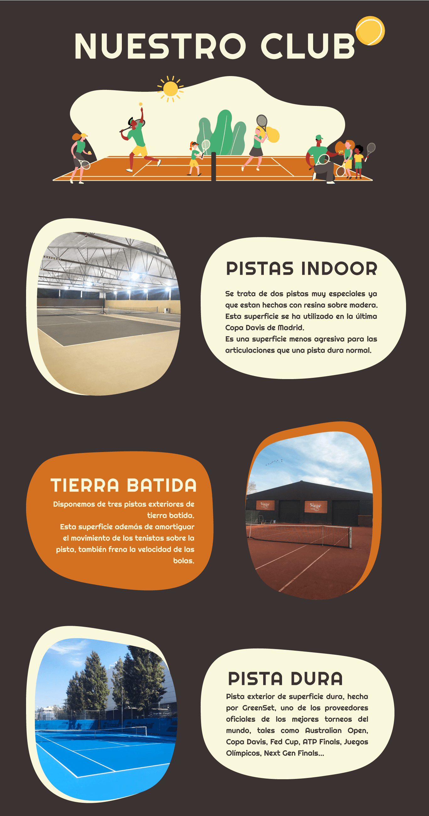 Club de tenis situado en Alcobendas Madrid con pistas de tenis cubiertas indoor, pistas de tierra batida y pista dura.