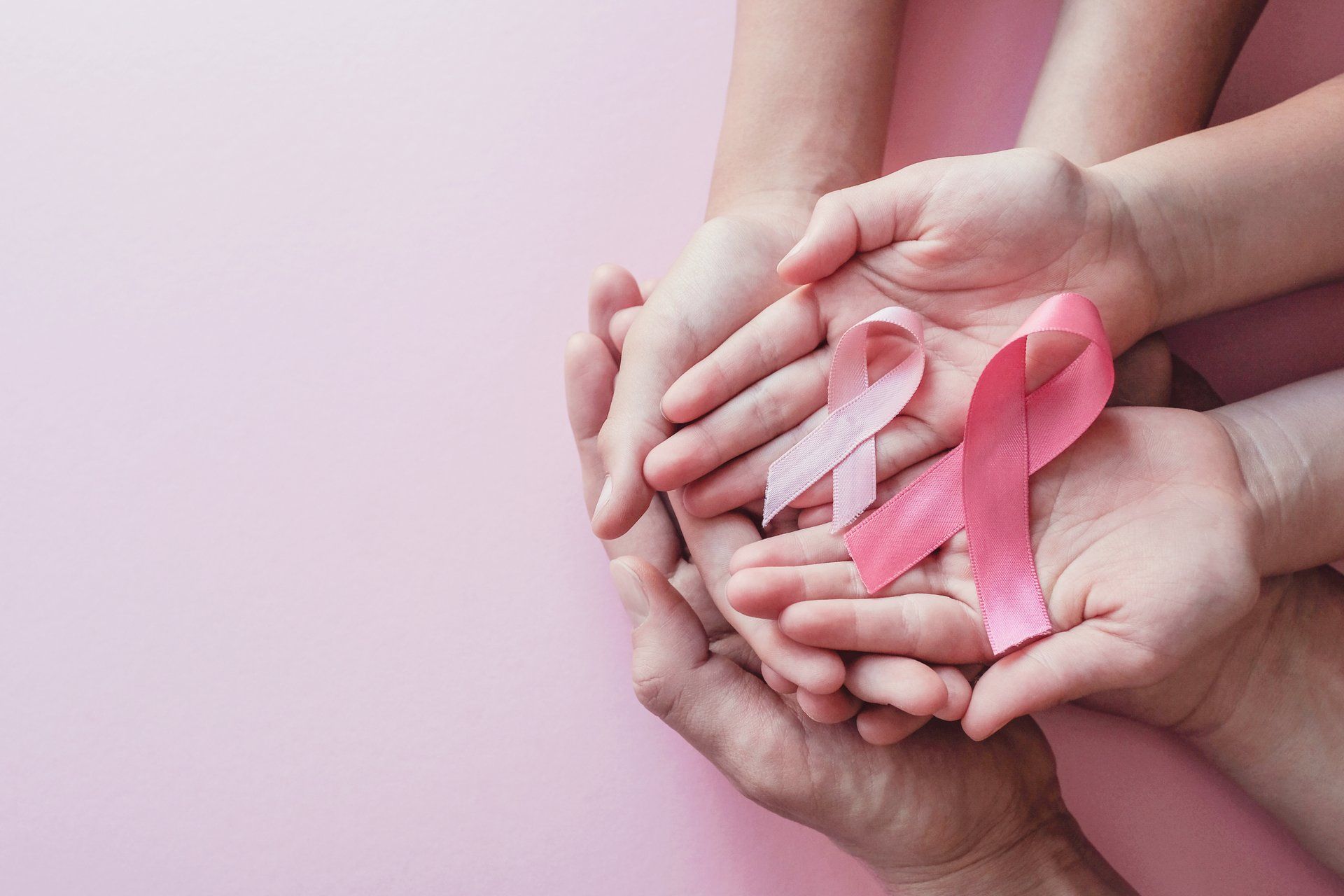 Pink breast cancer awareness bows