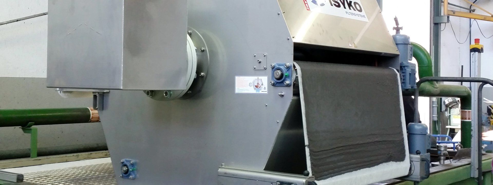 Filterkuchen, Schmutzaustrag bei Trommelbandfilter © ISYKO Filtersysteme