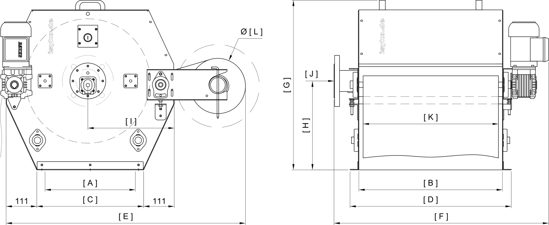 Technische Daten und Abmessungen des TBF 1 von ISYKO Filtersysteme Abmessungen und technische Daten Bandfilter TBF 1 © ISYKO Filtersysteme