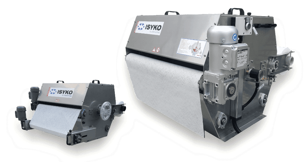 Lieferbar mit, oder ohne Schmutzvlieshaspel Bandfilter mit Schmutzvlieshaspel © ISYKO Filtersysteme