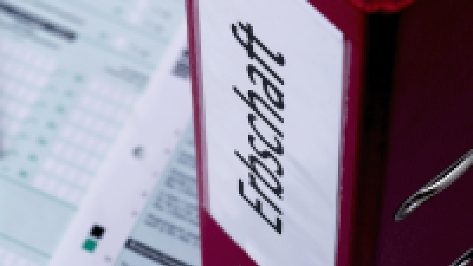 Red file containing a contested will