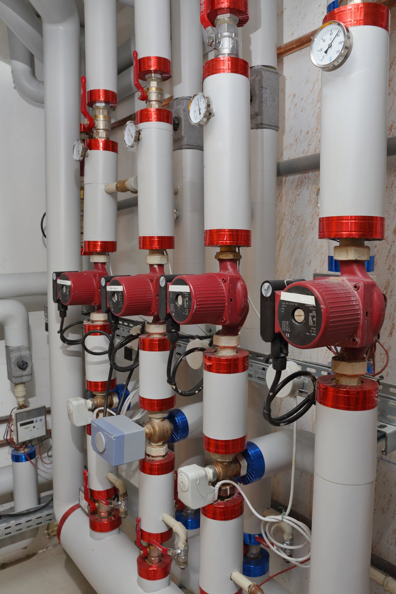 chauffage, pompe, vannes, servomoteur