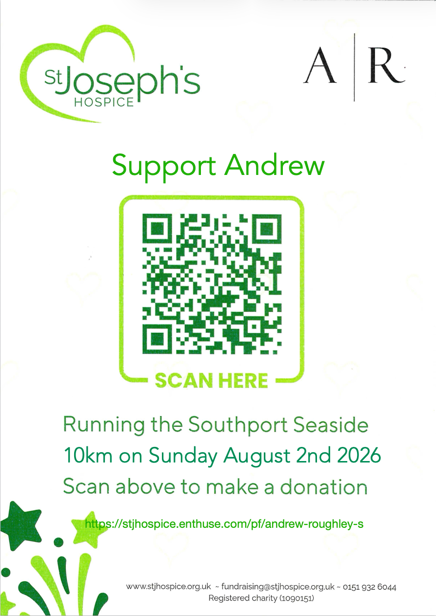 St Joseph's Hospice Southport Seaside 10km run QR code and weblink for donations