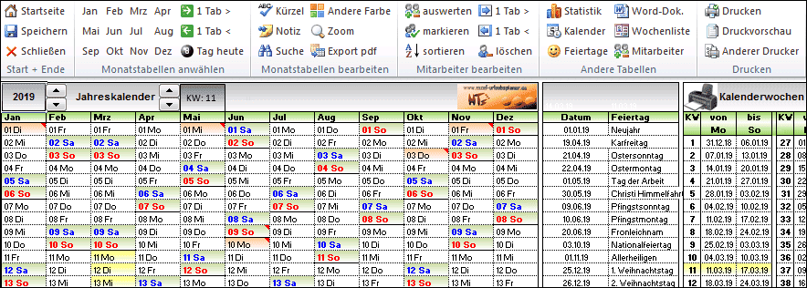 jahreskalender Urlaubsplaner Excel 2026 Jahreskalender