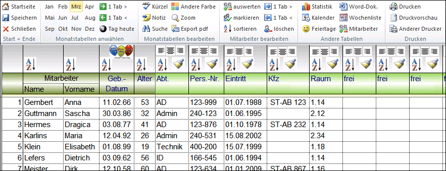 mitarbeitertabelle Urlaubsplaner Excel 2026 Mitarbeitertabelle