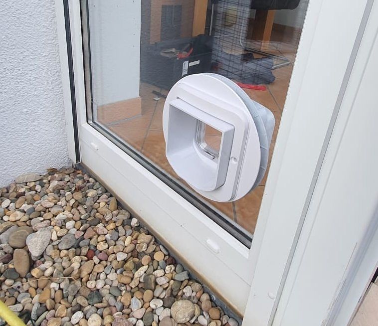 Katzenklappe in Fenster Ganzglasausführung mit Katzenklappe, Katzenklappe in Glas, Katzenklappe in Fenster