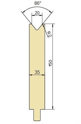 86° Unterwerkzeug Höhe 150 V20