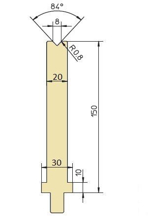 Matrize hoch 30° Öffnung 8mm