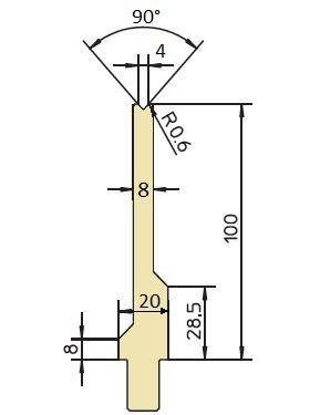 Abkantwerkzeug Matrize Gesenkweite 4 90°
