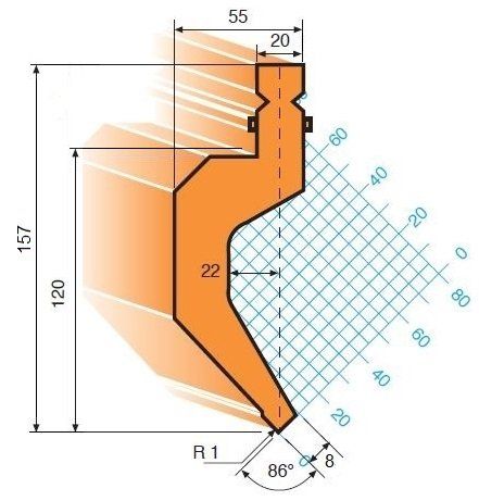 Abkantstempel GWP-T200/86°/R1/H120