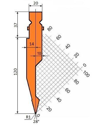 Abkantwerkzeug Stempel GWP-T202/86°/R1/H120