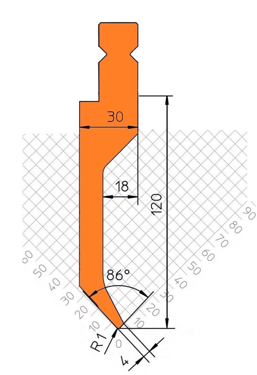 Abkantstempel GWP-T204/86°/R1/H120