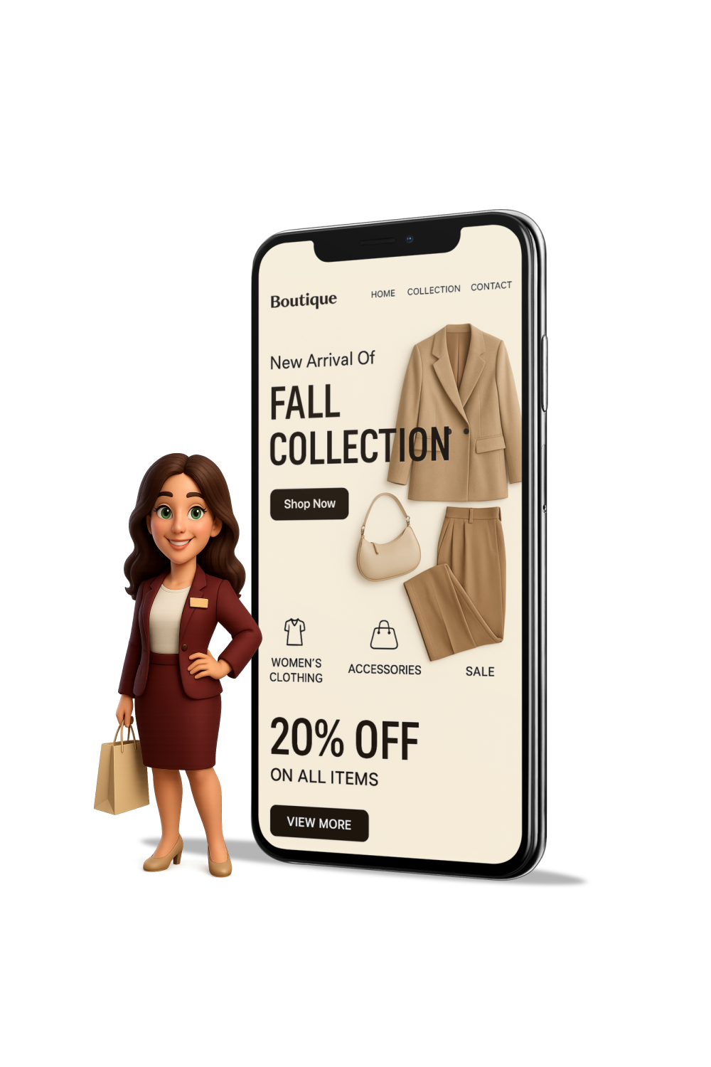 Boutique e-commerce website design showcasing fashion products by NAS GraphicX Mississauga