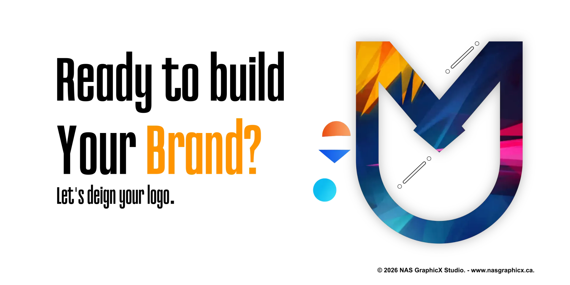 Abstract branding graphic prompting brand identity and design services.