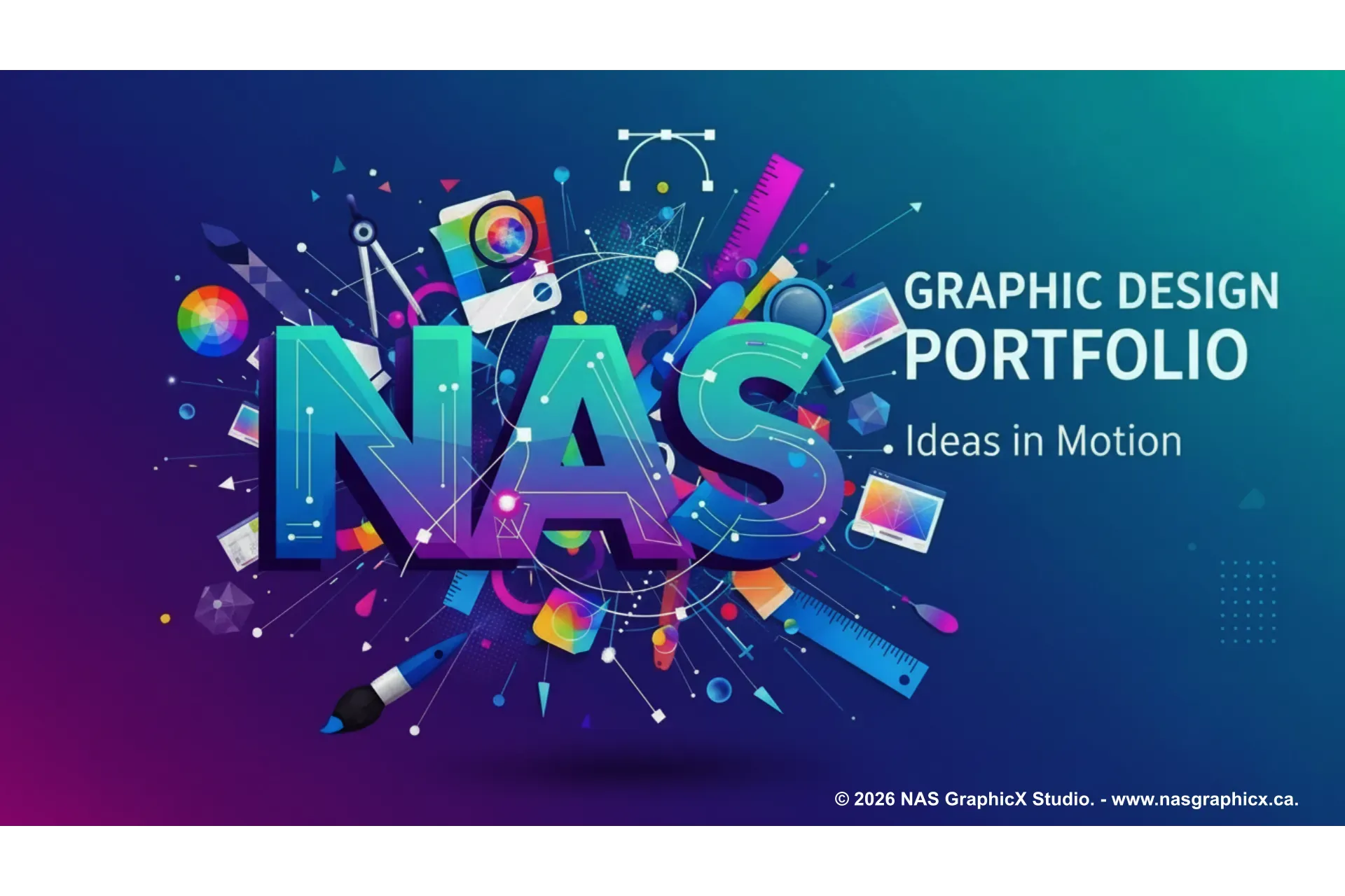 Hero banner showing geometric design elements symbolizing business growth and innovation.