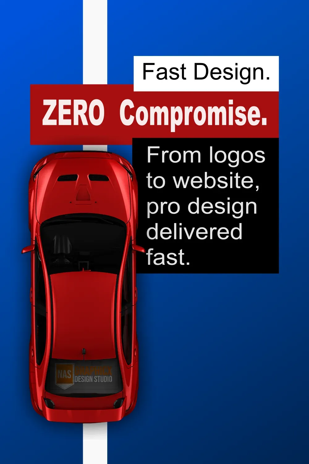 Modern flyer design with sports car and fast service message