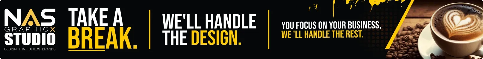 NAS GraphicX Studio promotional banner featuring graphic design, branding, digital and print design services. NAS GraphicX Studio promotional banner featuring graphic design, branding, digital and print design services.