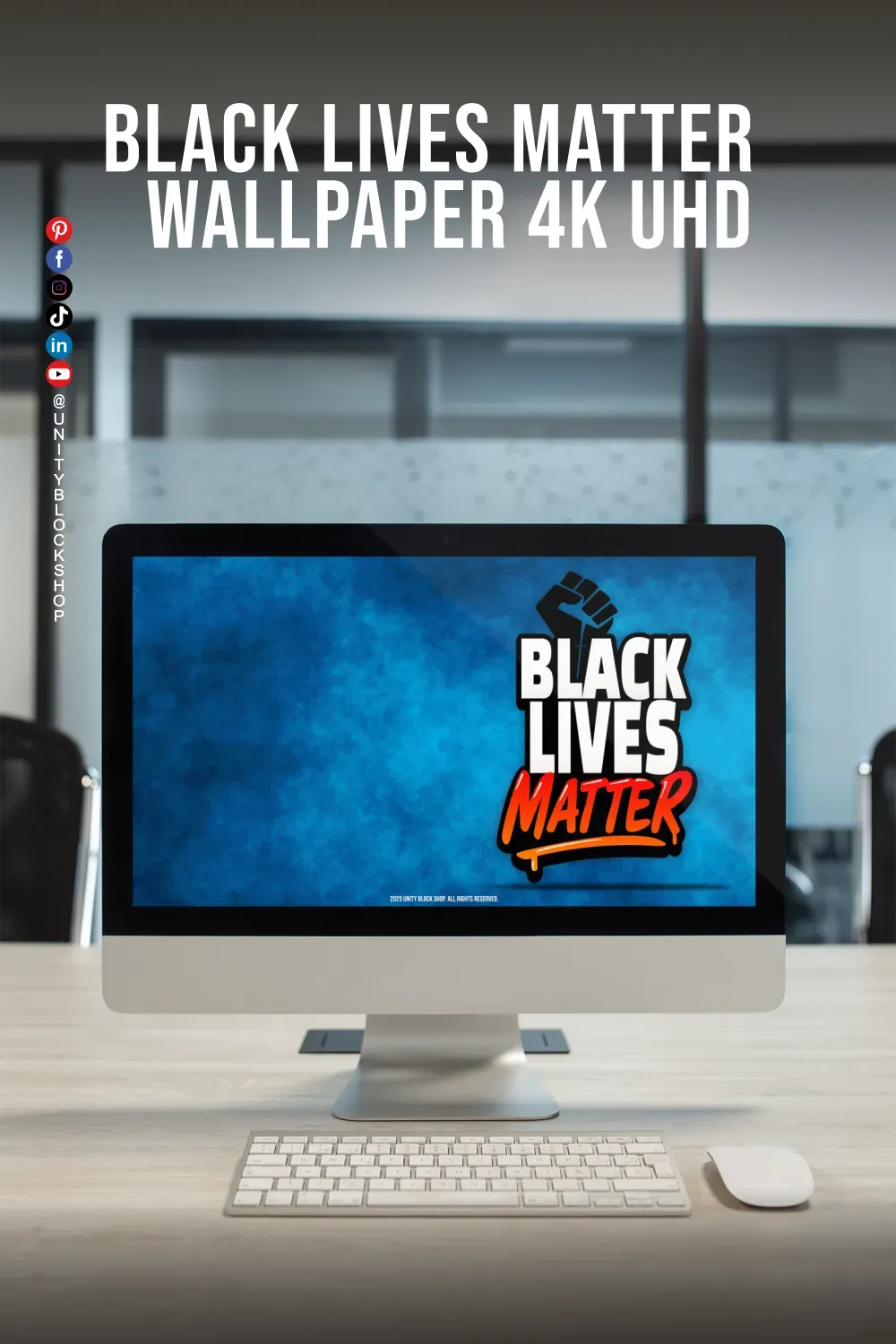 Black Lives Matter 4K desktop wallpaper displayed on computer.