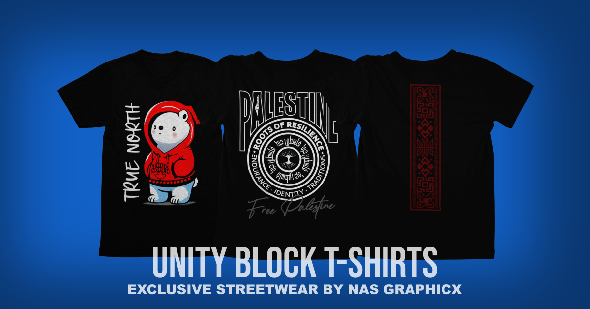 Blog thumbnail featuring Unity Block Shop t-shirts designed by NAS GraphicX Studio. Includes True No