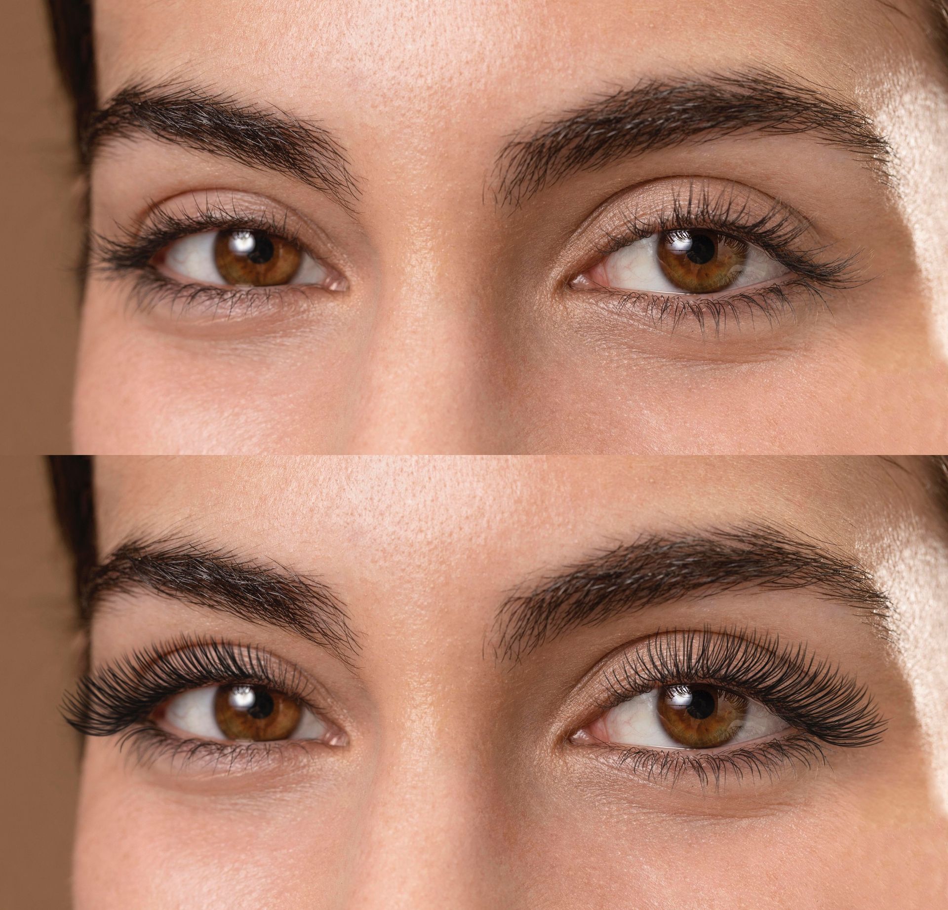 Vorher-Nachher: Wimpernverlängerung in Kosmetik Potsdam für einen strahlenden Blick.