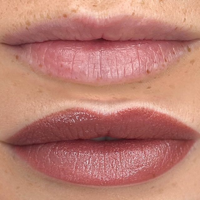 Vorher-Nachher: Lippenpigmentierung in Kosmetik Potsdam für perfekte Konturen.