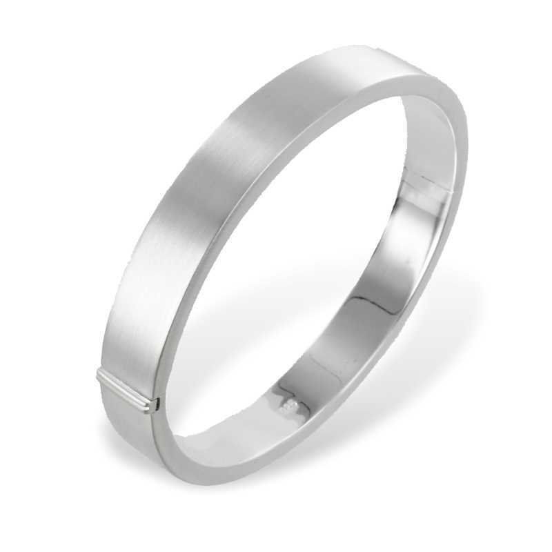 breiter Silber Armreif mit seidenmattierter Oberfläche und Kastenverschluß