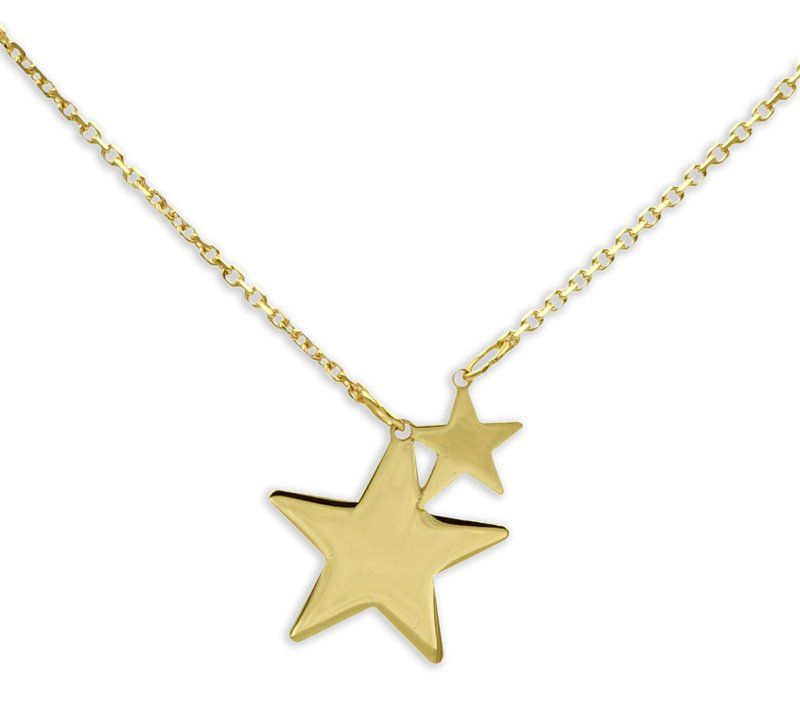 Gold Collier mit zwei Sternen 42 und 45 cm lang