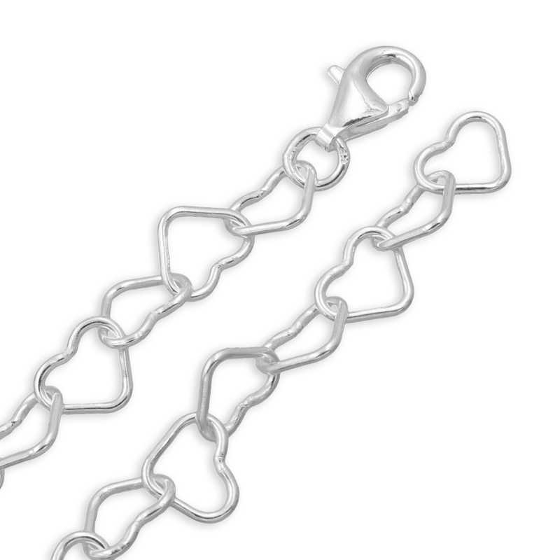 925 Silber Fußkettchen mit Karabinerverschluß im Herz Design.