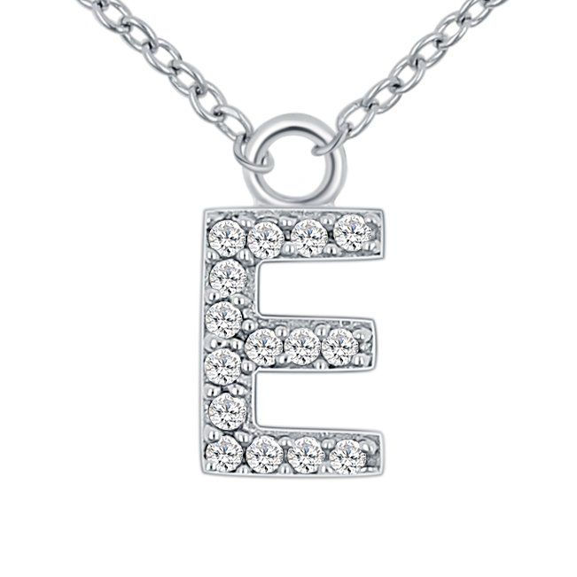 Buchstaben Kette 925 Silber mit Zirkonia Steinen besetzt