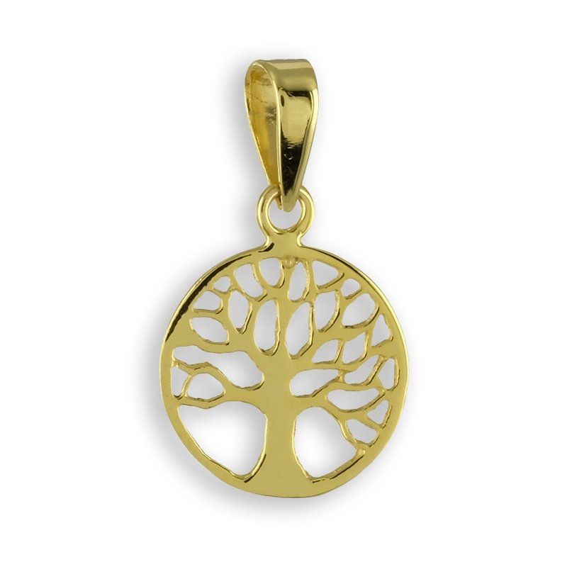 1 cm großer Lebensbaum Kettenanhänger aus 333 Gold