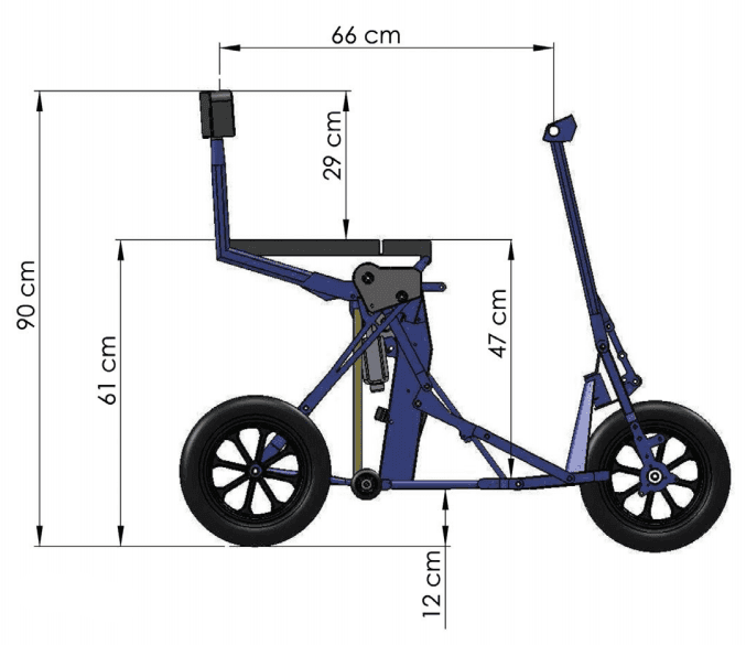 Dimensions hauteur assis, hauteur dossier, hauteur garde au sol, hauteur total, Largeur du scooter diblasi R30