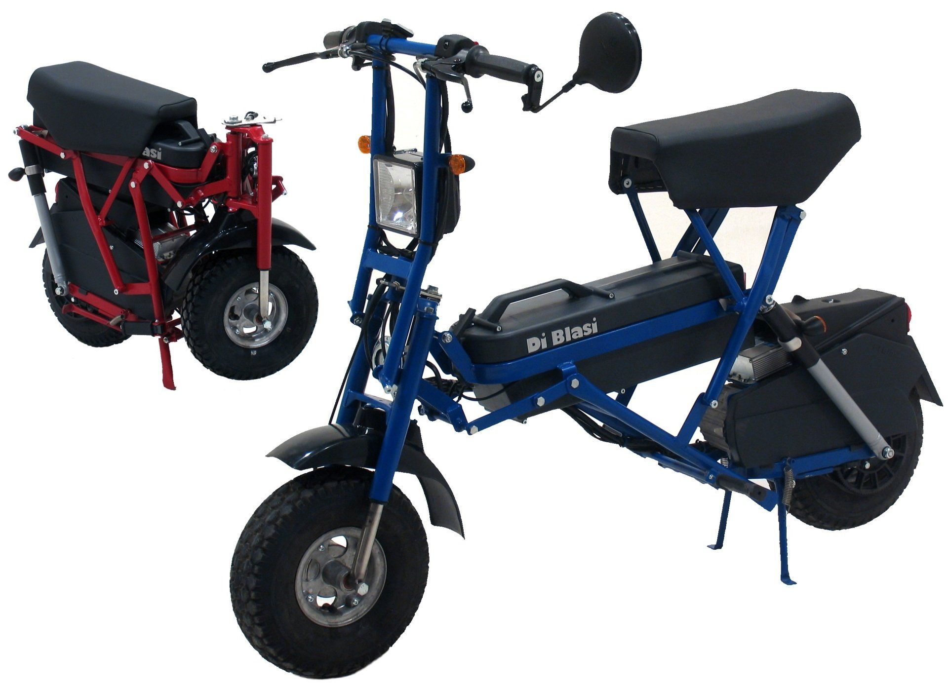 Cyclomoteur pliant R70 est actionné par un moteur électrique alimenté par batterie. La vitesse maximum est de 40 km/h ; l'autonomie de 62 km mesurée en conditions d'usage réalistes.