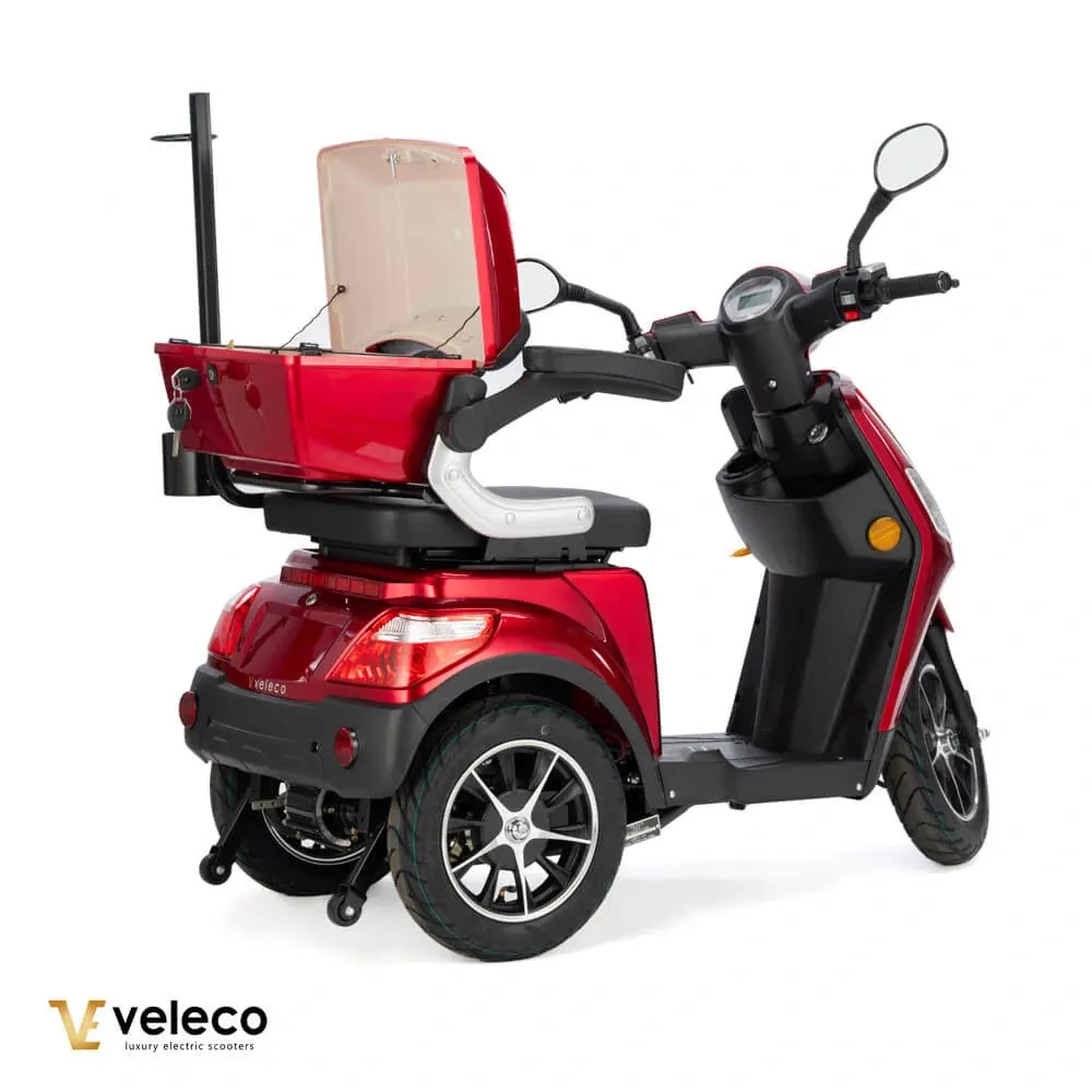 Scooter électrique 4 roues VELECO avec siège et batterie au lithium pour mobilité réduite - puissant moteur 800W